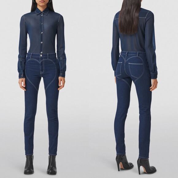 Burberry Heart-Stitch Motif Denim Skinny Jeans in Dark Wash - Picture 6 of 17